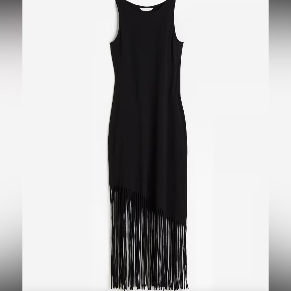 H&M Black fringe dress